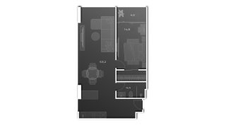 Apartment floor plan, 1 bedroom in Sun Hills Lakeside No. 11009