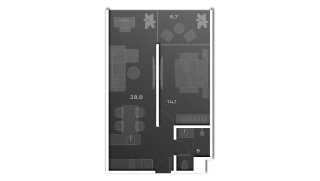 Apartment floor plan, 1 bedroom in Sun Hills Lakeside No. 11008